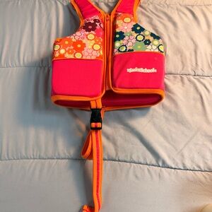 SwimSchool Kids Floral Swim Vest - Pink and Orange